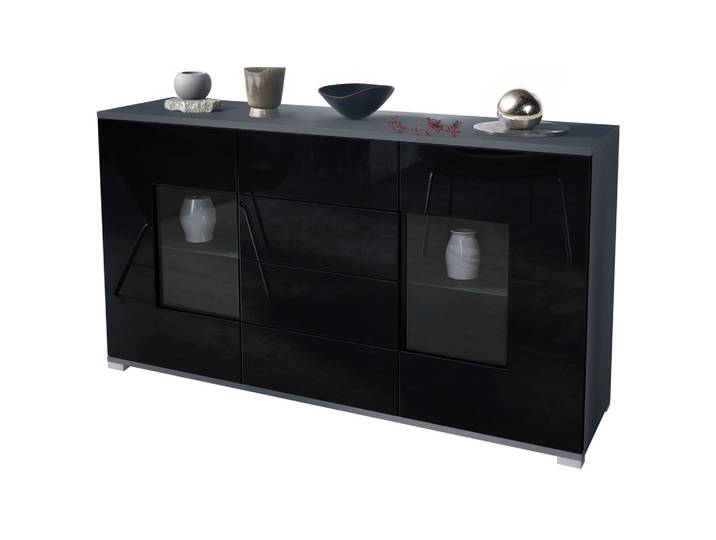 SIDEBOARD Grömitz Schwarz Hochglanz