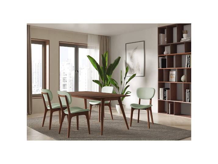Polsterstuhl Nadir 2er-Set 50 x 88 x 62cm Blau/Braun/Mintgrün Nussbaum Dekor