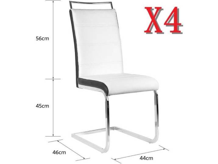 Lot de 4 chaises Mia blanches pour salle à manger - Lot de 4 chaises de salle à manger en cuir Simili