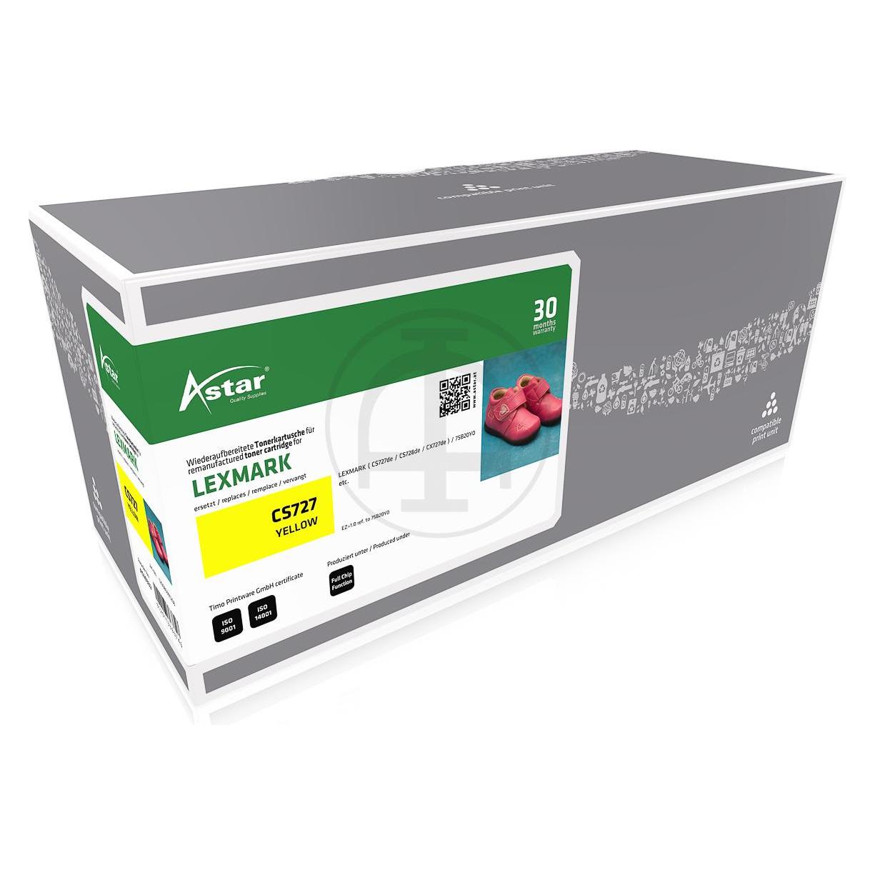 Astar AS20332 LEXMARK 75B20Y0 CS/CX Toner yellow rebuilt 1000Seiten (AS20332)