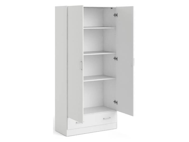 Armoire polyvalente à 2 portes effet bois blanc 79x36h170 cm