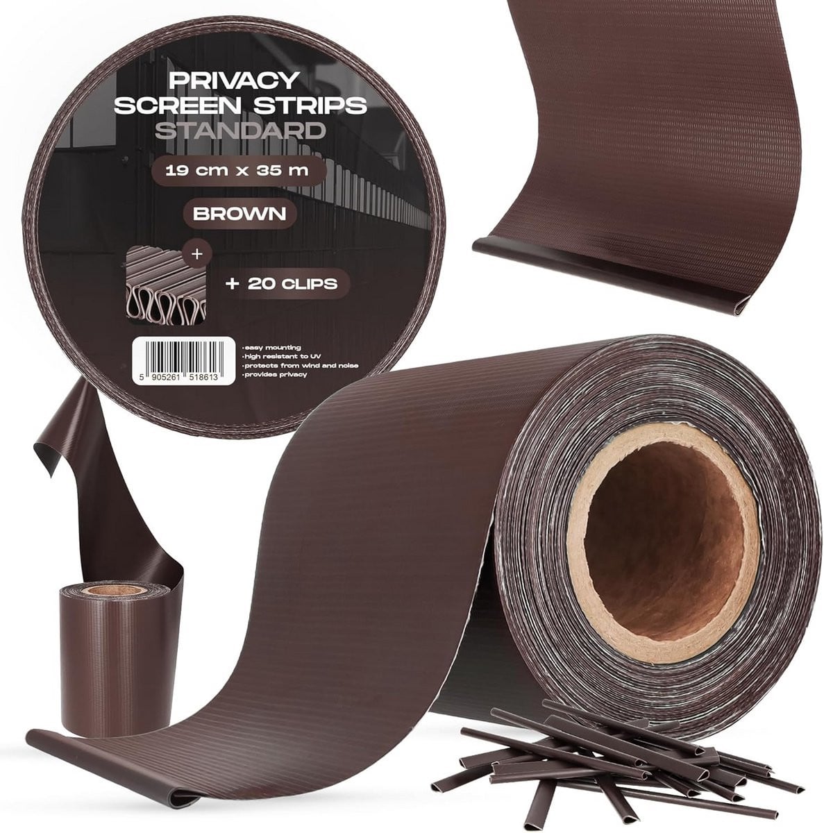 Privacy Strips Windscherm Rol Bruin - UV Bestendig - 19 cm x 35 m
