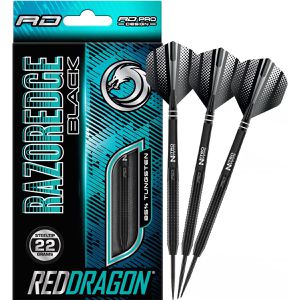 Red-Dragon Dartpfeile Razor Edge Black Steeldarts, mit Metallspitze, 22 g, 3 Stück