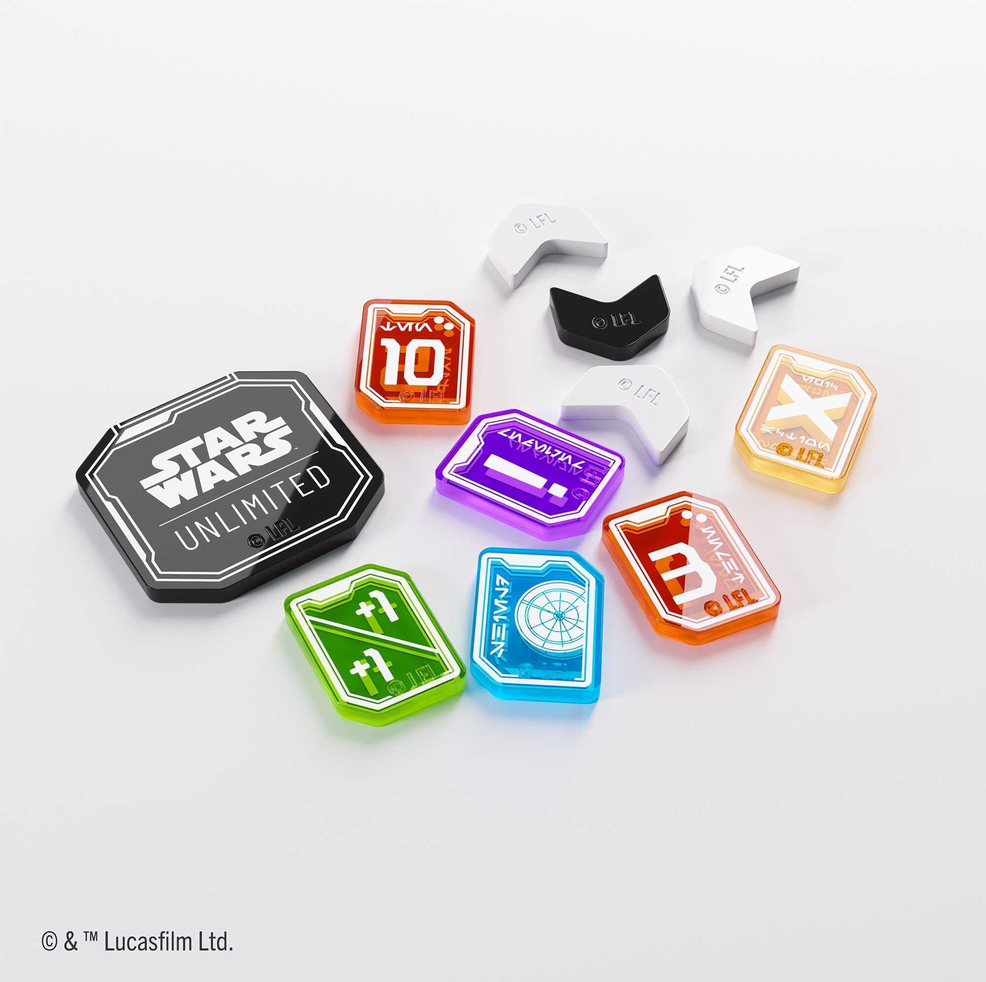 Gamegenic Star Wars: Unlimited Premium Tokens PRO - 55-Piece Acrylic Token Set for Enhanced Gameplay Tracking, Officially Licensed, Ages 10+