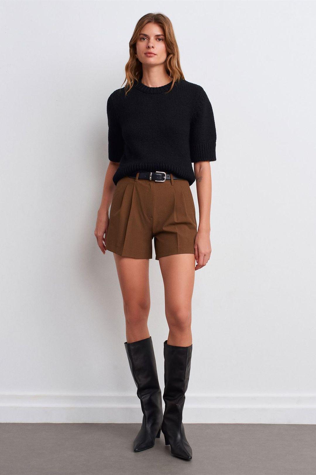 Hochtaillierte Crepe Shorts Maßgeschneidert