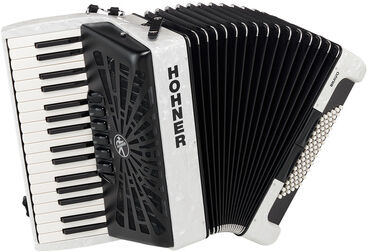 Hohner Bravo III 72 White silent key Weiß