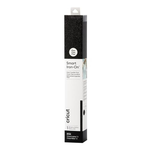 Cricut Smart Iron-On Heat-Transfer Vinyl Glitter Black, 1 sheet, Breedte: 33 cm, Lengte: 0,9 m