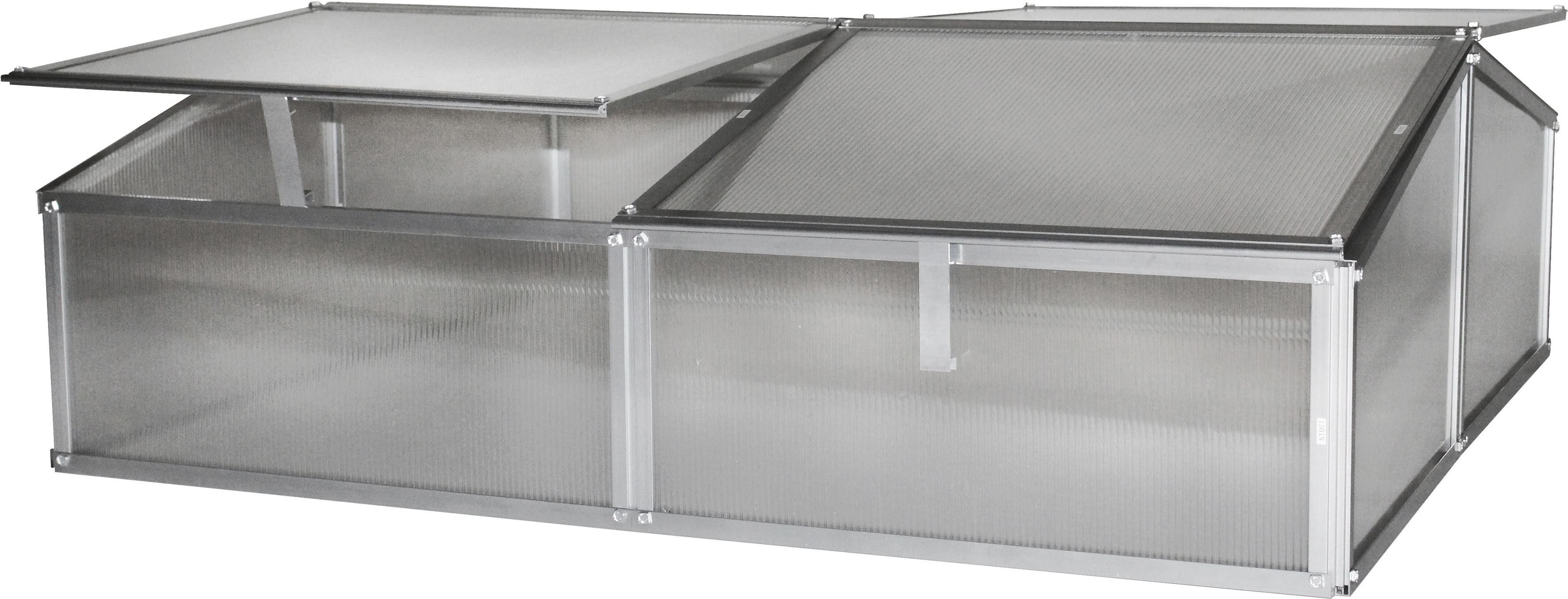 Frühbeet VITAVIA "Gaia 2X", silber (silberfarben), B:102,3cm H:38,9cm T:120,5cm, Pflanzgefäße, Frühbeet, BxTxH: 102x121x39 cm