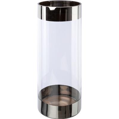 Bodenvase CREATIV DECO, transparent, H:40cm Ø:15cm, Glas, Vasen, mit silberfarbenen Absetzungen