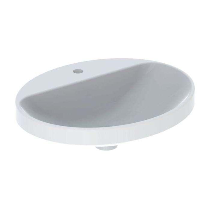Geberit VariForm Einbauwaschtisch 500723012 55x45cm, mit Hahnlochbank, ohne Überlauf, oval, weiß