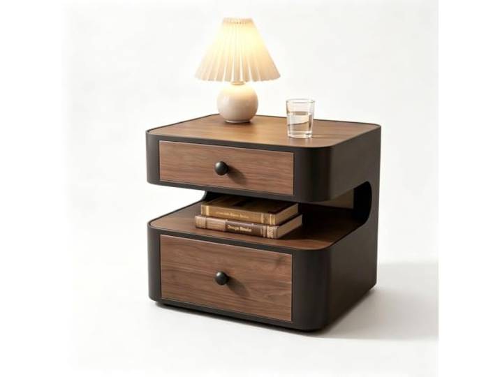 Beistellschrank Kleiner Nachttisch Mit Schublade Offene Ablage Moderne Inneneinrichtung Möbel Für Schlafzimmer, Wohnungen und kleine Räume(Black,40x35x45cm/16x14x18in)