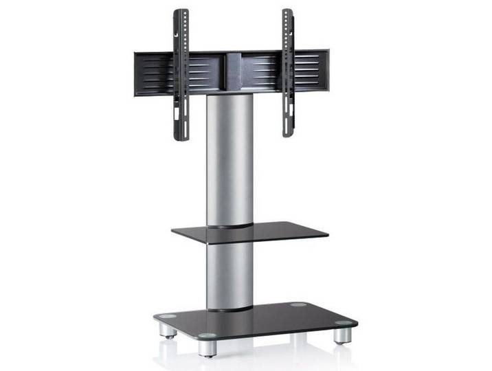 Mid.you Tv-Rack, Schwarz, Silberfarben, Metall, Glas, 60x100x44 cm, schwenkbar, Wohnzimmer, TV Möbel, TV-Ständer