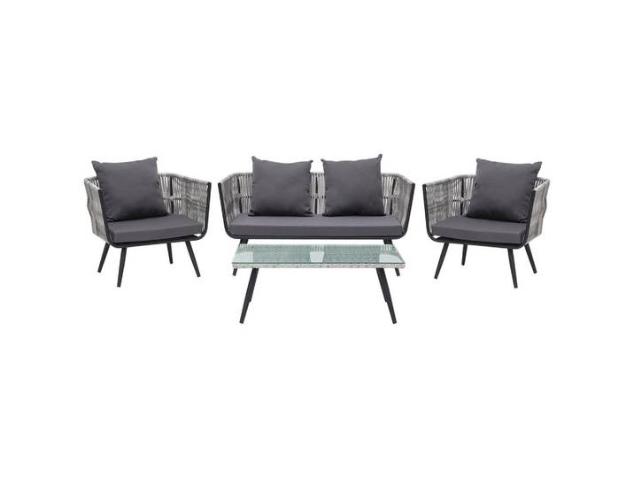 Beliani Lounge-Set 4-sitzer Rattan Grau Ragusa, Kunststoff, Gartenmöbel, Gartengarnituren, Gartenmöbel-Sets