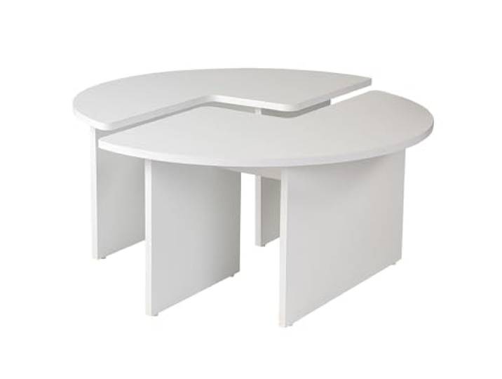 Hanah Home Eleganter Couchtisch, Naturweiß, Ø90 cm x 41 cm 100% melaminbeschichtete Spanplatte, 18 mm dick stilvoll & funktional für Moderne Wohnräume