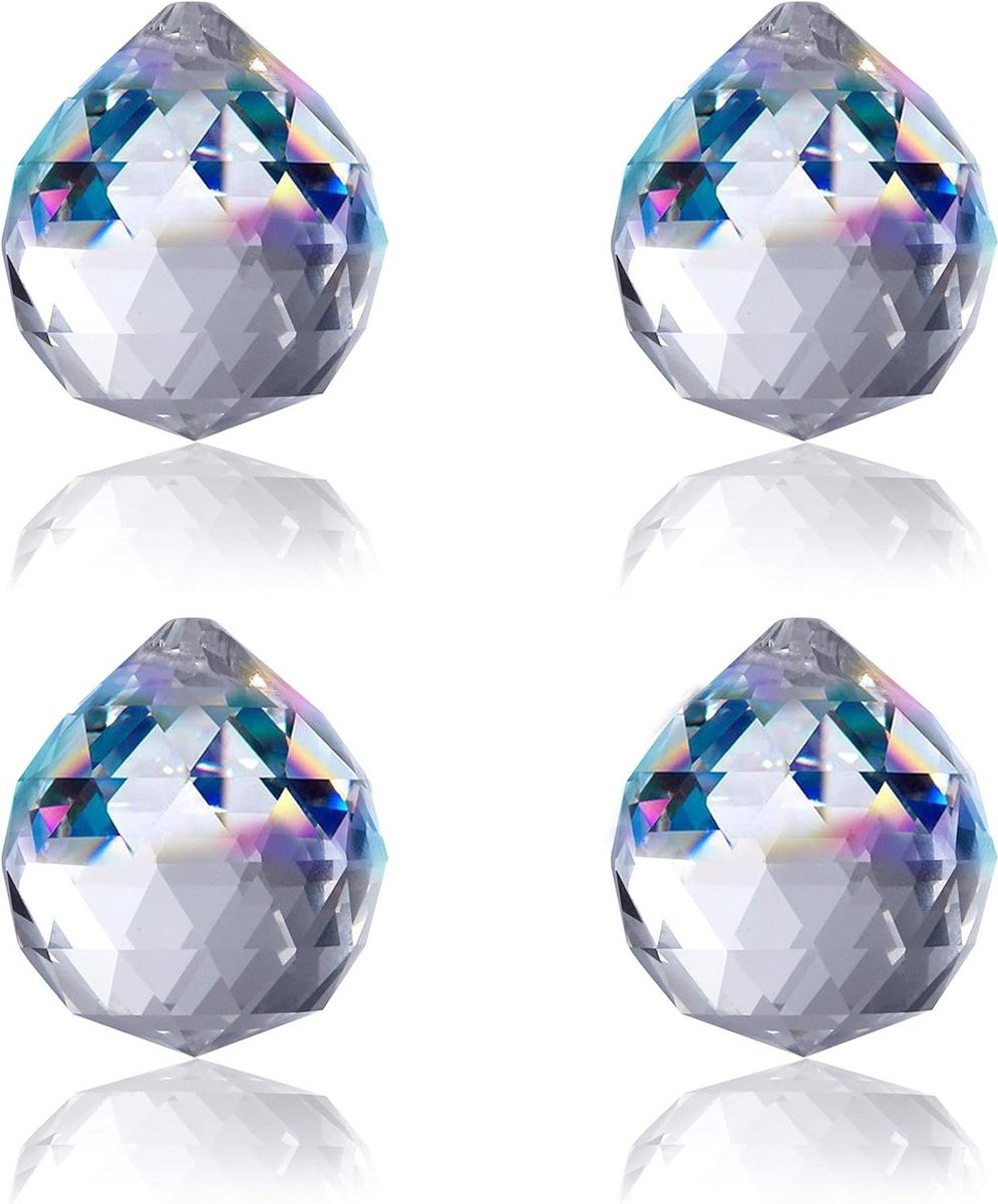 EGoods Kristallen Bal Prisma Hangers voor Kandelaars - 4 stuks Decoratieve Kristallen Kralen voor Zonnevangers en Decoratie