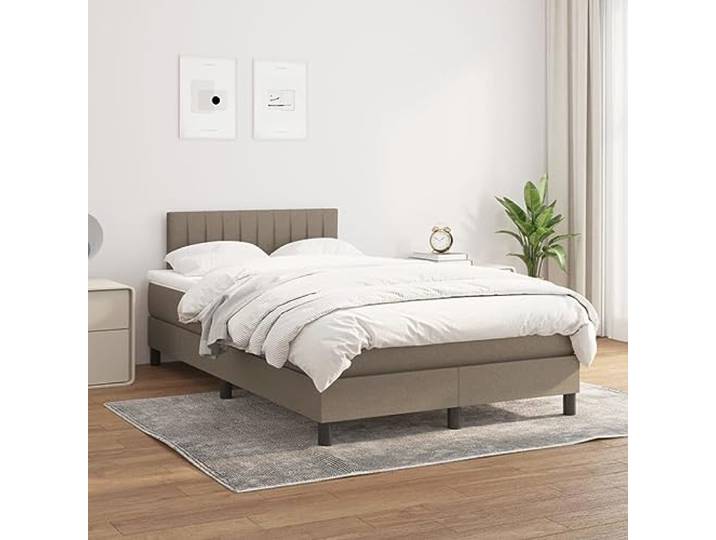 RJPLMFV Lattenrost mit Matratze, Taupe, 120 x 200 cm Verstellbarer Kopf, Taschenfedern, Rückenstütze, atmungsaktiver Stoff