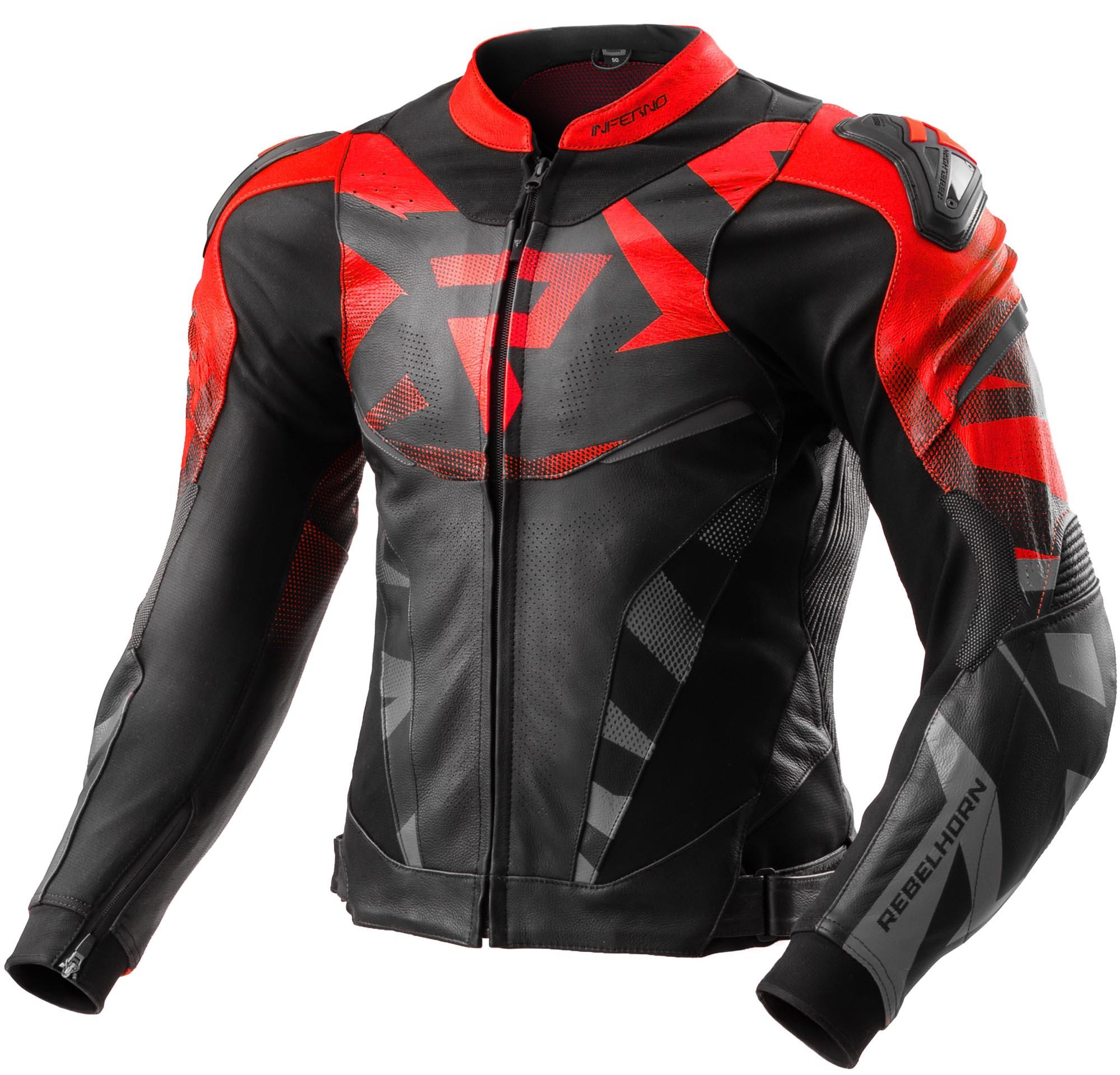 Rebelhorn Inferno Motorrad Lederjacke, schwarz/rot, 48