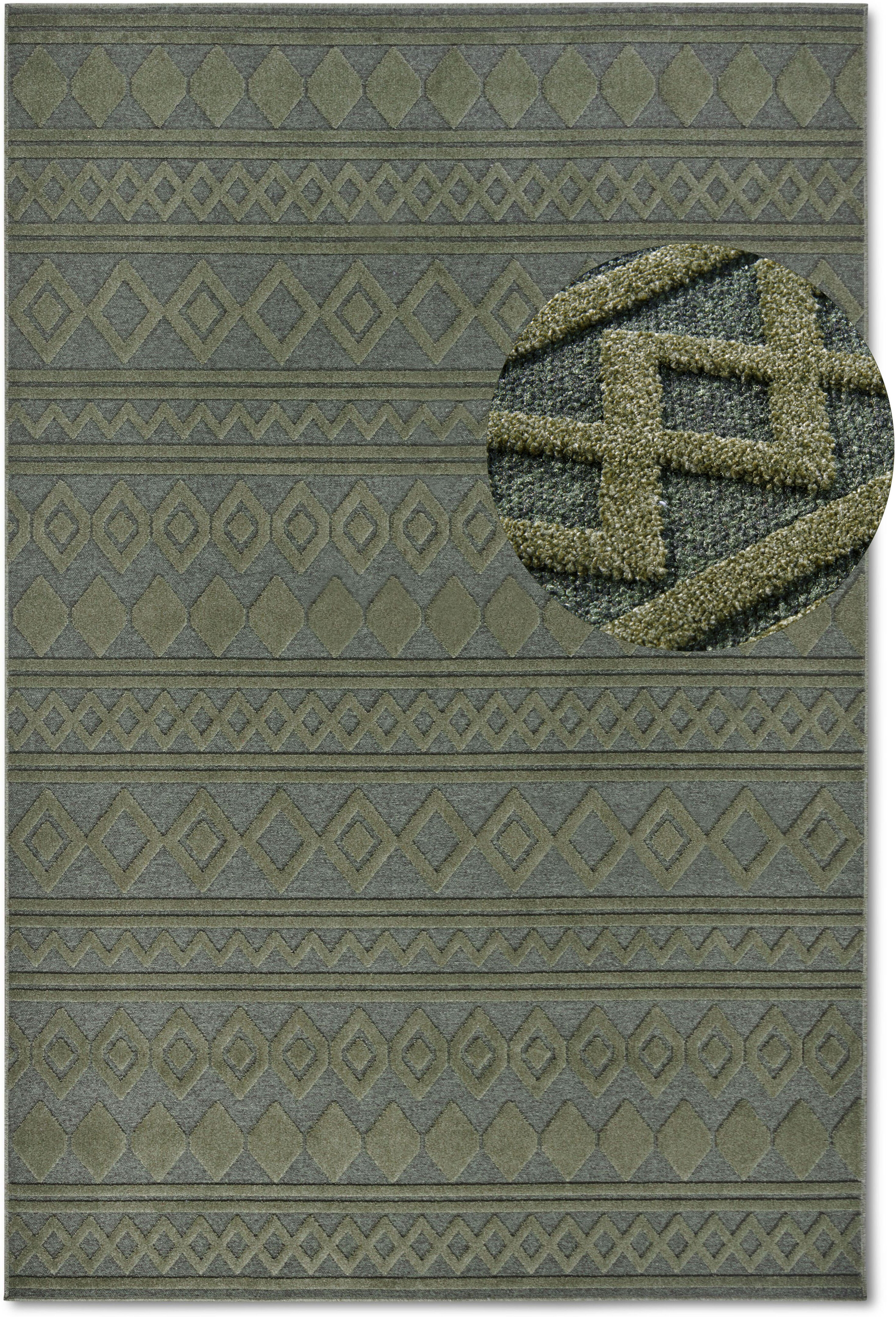 Teppich VILLEROY & BOCH "Catherine", grün (dschungelgrün), B:200cm H:5,5mm L:290cm, Polyester, Teppiche, Teppich, Wohnzimmer, Schlafzimmer, Modern, Hoch-Tief Effekt, Flur dschungelgrün B : 200cm 1 Stk., 5,5mm, L: 290cm