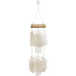 Windspiel aus Muscheln und Holz - Klangspiel Mobile Qualle Dekoration max. 11x11x37 cm