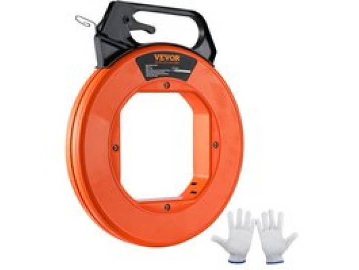 VEVOR Aiguille Électricien 73,2 m Tire Fils Électrique en Acier Extracteur Tirage Fil Câble Flexible 3 mm avec Boîtier en Plastique Poignée Robuste Gants pour Murs Conduits Électriques Non Conducteur