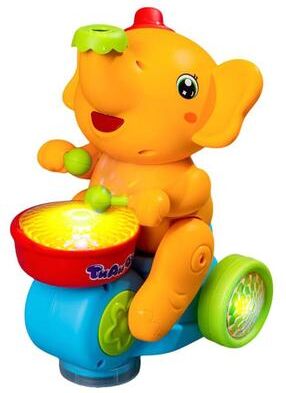 United Musical Elephant Toy With Floating Ball Walking Car LED Lights And Drumming For Toddlers yellow