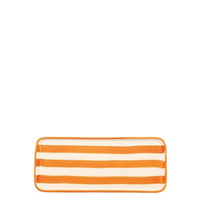 Zafferano Lido Set aus 2 rechteckigen Tellern, Serie Righe, handgefertigte Keramik, orange, hergestellt in Italien, modernes Design für hochwertige Tische