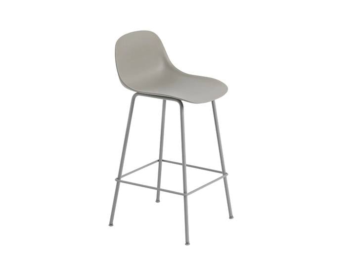 Muuto Chaise de bar Fiber Tube à dossier 65 cm gris