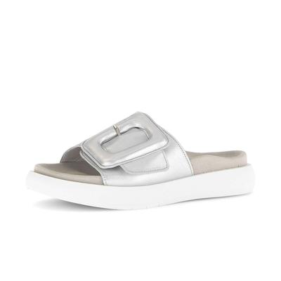 Pantolette GABOR "Pantolette", Damen, Gr. 40, silber, Schuhe Pantolette