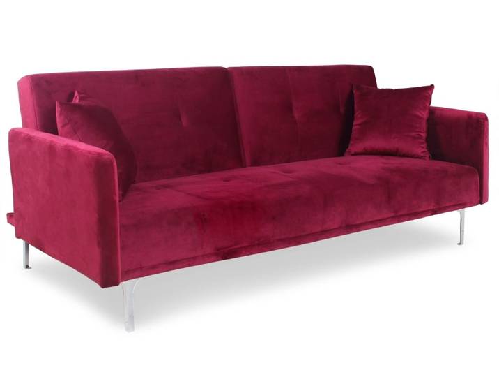 Canapé convertible clic-clac 3 places velours rouge