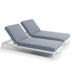 Oviala Business 2er-Set Sonnenliegen aus weißem Aluminium