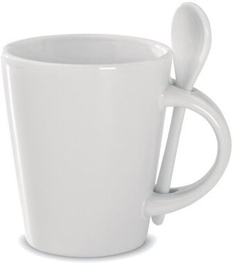 Tazza Sublimkonik in porcellana con cucchiaino, 340 ml, bianca Personalizzate o neutre