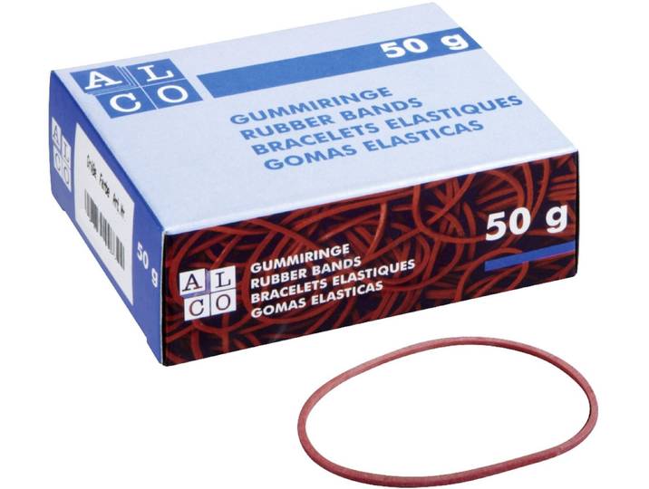 ALCO Gummibänder Gummiring Naturkautschuk 100mm sortiert 50g (200 Stück)