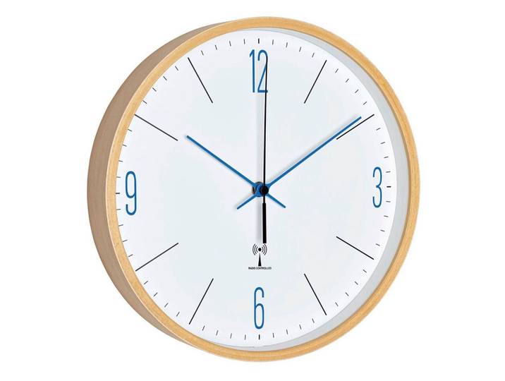 Funkuhr Braun/Weiß/Blau