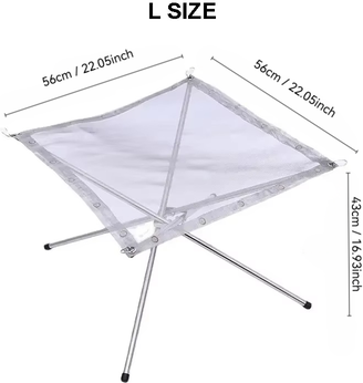 Inspire Daily Merch Portable Outdoor Fire Pit With Collapsible Steel Mesh Stand Camping Heater With Carrying Bag silver B