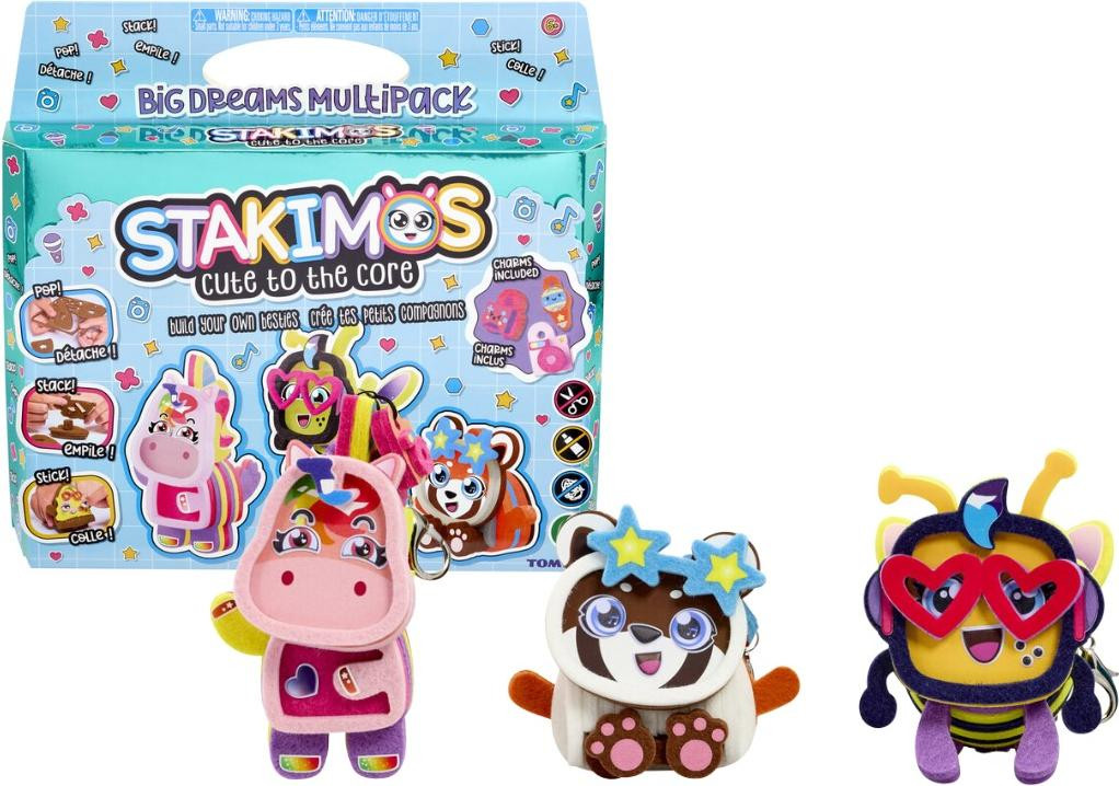 Tomy Stakimos Magische Set van 3: Eenhoorn, Bij en Panda voor kinderen