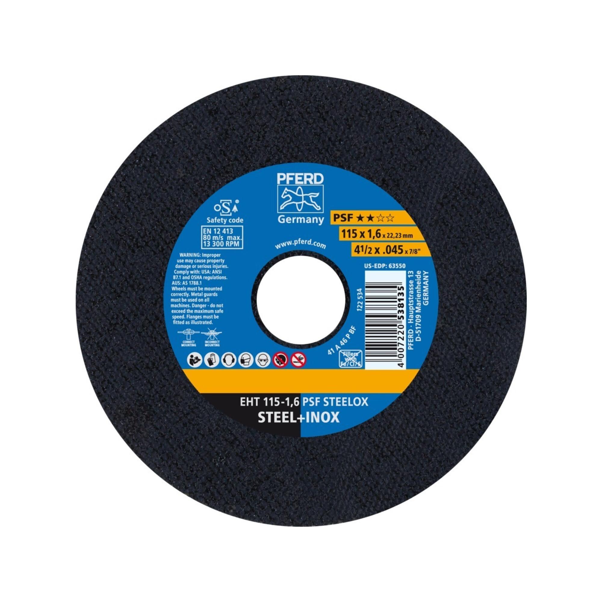 Pferd Trennscheibe gerade A46PPFS-INOX 115x1,6mm (61730121)