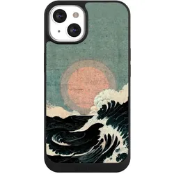 Nivocase Handyhülle für Apple iPhone 13 Hülle NIVOpure Case Schwarz Kunst Meer Welle (Apple iPhone 13), Smartphone Hülle, Schwarz