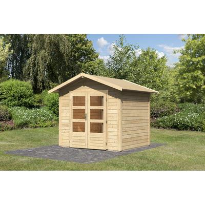 Gartenhaus KARIBU "Talkau 3 aus naturbelassenem Fichtenholz", beige (naturbelassen), ohne Fußboden, ohne Dacheindeckung, Holzwerkstoff, Gartenhäuser, Gartenhaus, Grundfläche: 8,4m², aus naturbelassenem Fichtenholz