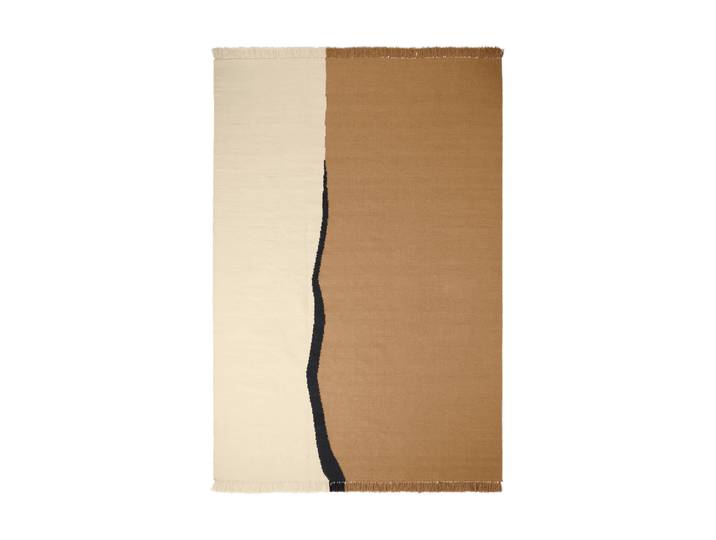 Ferm Living Soil Kelim Teppich Dark sand-off white, 200x300 cm