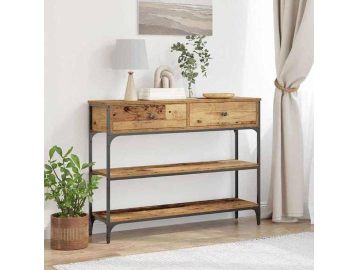 (ON SALE)Meuble Salon/Meuble d'Entrée - Table Console avec tiroir - Bois ancien - 100x25x75 cm EU483680