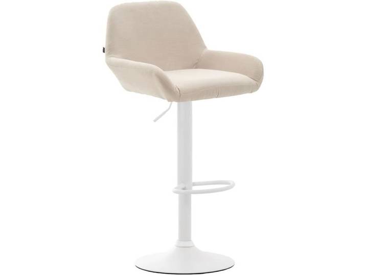 Tabouret de Bar Braga Tissu - CLP - Réglable en Hauteur et Pivotant - Crème