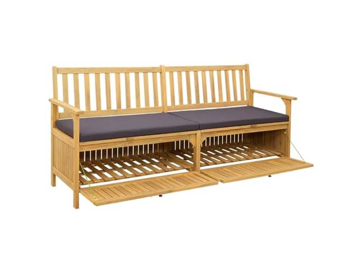 Keeushr Garten-Aufbewahrungsbank 2-Seater 170 x 63 x 84 cm Rechteckig Integrierter Stauraum unter Sitzfläche, bequeme Rückenlehne, wetterfestes Design, pflegeleicht, für Terrasse Garten Balkon