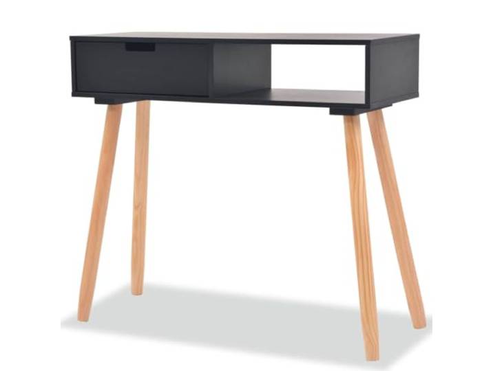 TEKGHUT Konsolentisch Massiv Kiefernholz 80 x 30 x 72 cm Schwarz Stabile MDF-Platte, Schublade, rustikales Design, kompakt, vielseitig nutzbar