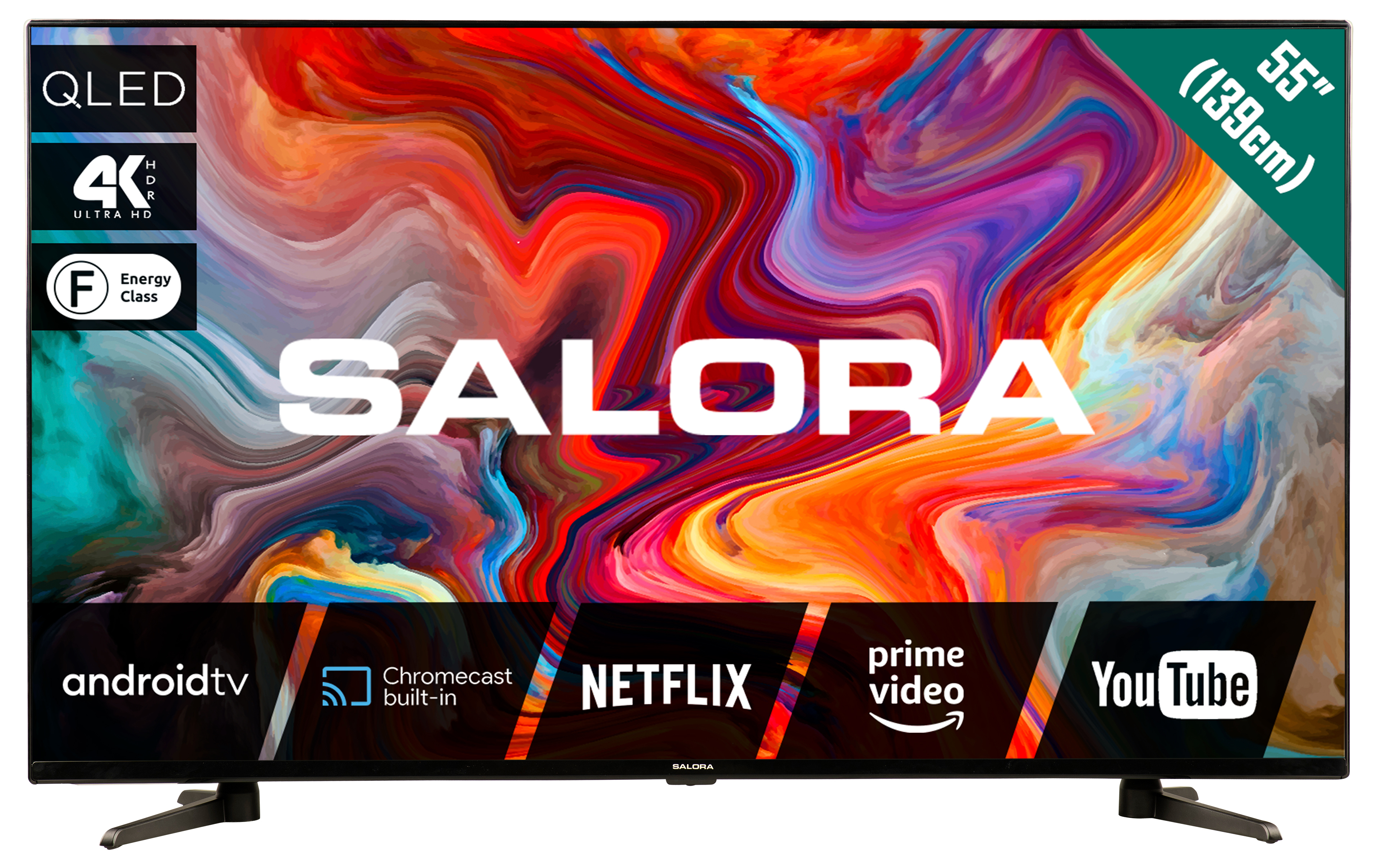 Salora QLEDTV series 55QLEDTV, 139,7 cm (55"), 3840 x 2160 Pixel, QLED, Smart-TV, WLAN, Schwarz