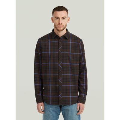 Langarmshirt G-STAR "One Pocket Regular Hemd", Herren, Gr. XS, ganache varsity check, Obermaterial: 70% Baumwolle, 30% Baumwolle, Shirts Langarmshirt