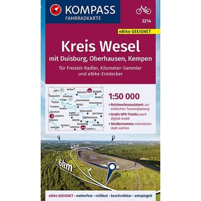 KOMPASS Fahrradkarte 3214 Kreis Wesel mit Duisburg, Oberhausen, Kempen 1:50.000, Sonstige von , KOMPASS Freytag & Berndt