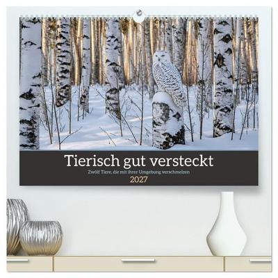 Tierisch gut versteckt - Zwölf Tiere, die mit ihrer Umgebung verschmelzen (hochwertiger Premium Wandkalender 2027 DIN A2 quer), Kunstdruck in