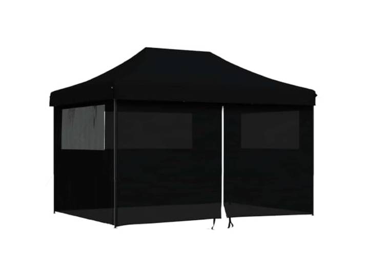 vidaXL Partytent inklapbaar pop-up met 4 zijwanden zwart