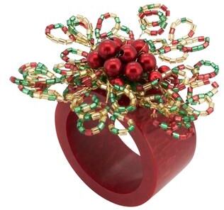 Saro Lifestyle Beaded Brilliance Napkin Ring (Set of 4) - Red
