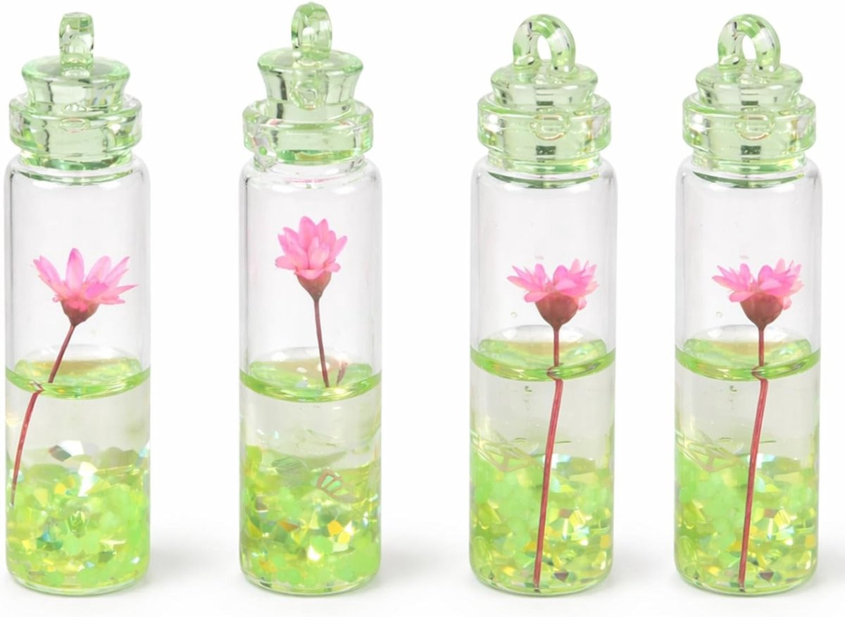 Set van 4 lichtgevende zandflessen met gedroogde bloemen voor decoratie en miniatuurlandschappen